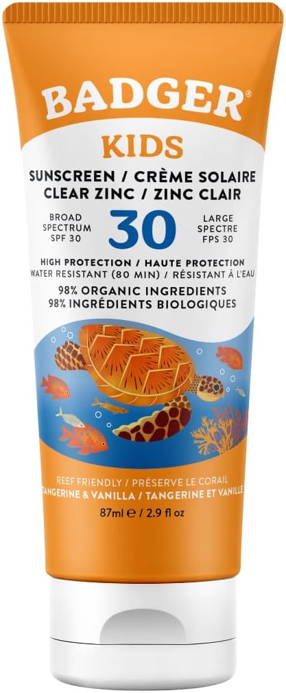 Badger Mineral Sunscreen For Kids | SPF 30 Zinc Sun Cream | Organic & Gluten Free | Protects From UV Rays (87ml)
