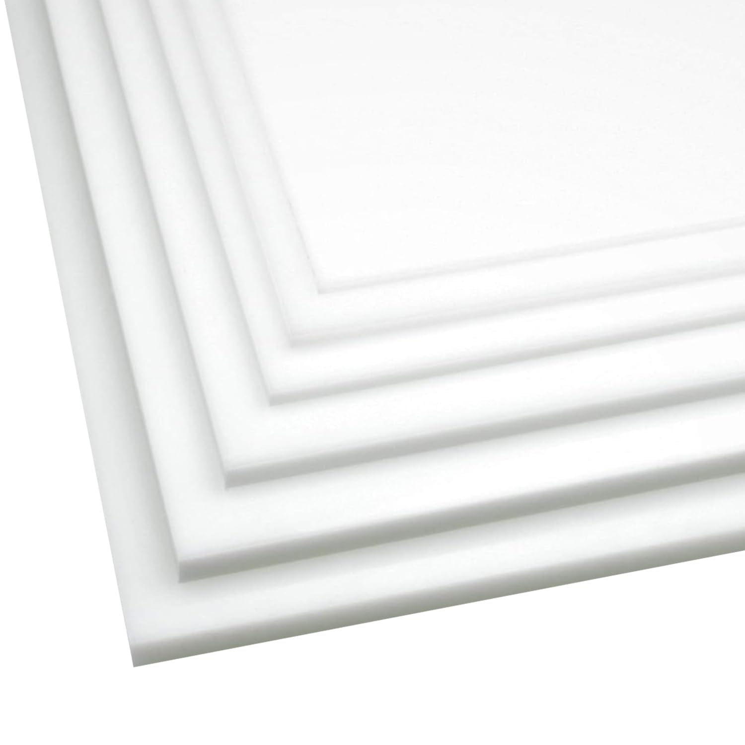 High Density Polyethylene Sheets HDPE Plastic Sheet Board for DIY, Heavy Duty Industry, 1/8" Thick,Size 12" x 12", White Color