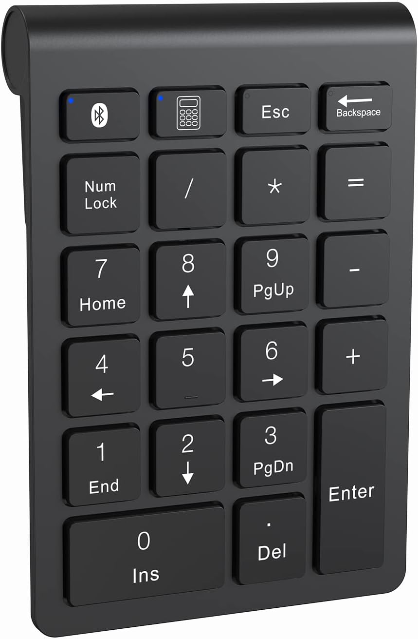 cimetech Bluetooth Number Pad, Wireless Numeric Keypad Numpad, 22 Keys Portable Mini Financial Accounting Keyboard for Laptop Notebook, Desktop, Surface Pro, PC
