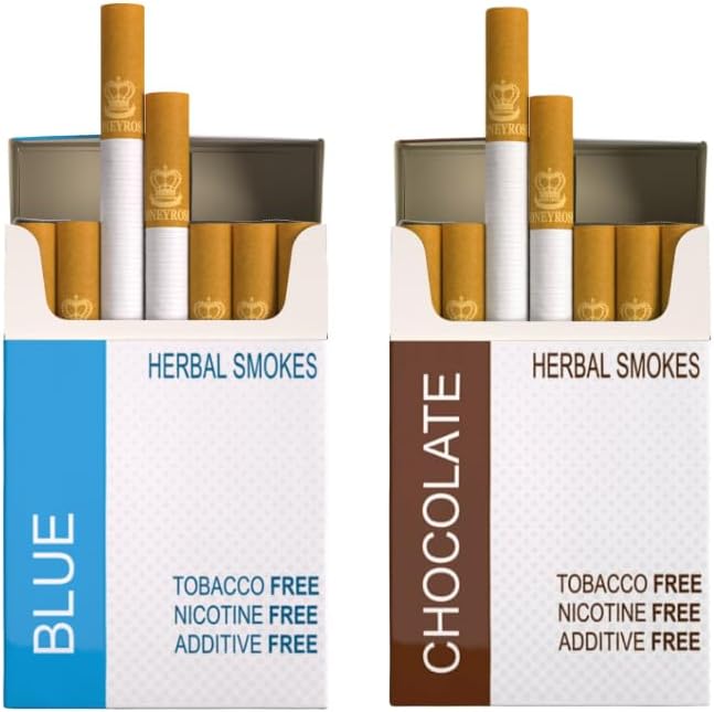 Honeyrose BLUE & CHOCOLATE Herbal Cigarette - Tobacco & Nicotine FREE, Prop Cigarettes, Herbal Smokes, Quit Smoking, All Natural, Made in England