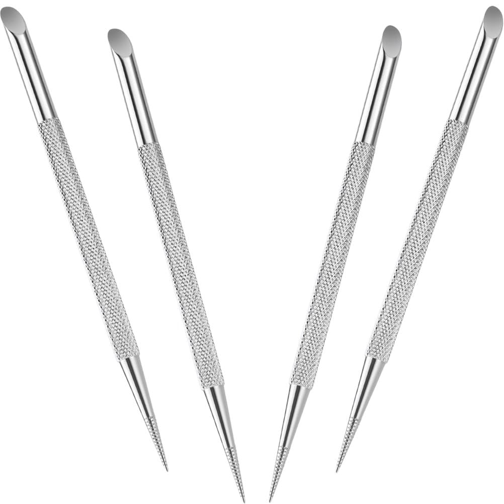 Silver Stainless Steel Nail Cuticle Pusher, Fingernail Cuticle Remover, Double Sided Nail Art Tool, Nail Point Drill Pen for Manicure, Pedicure,Beauty and Personal Care,Cuticle Pushers