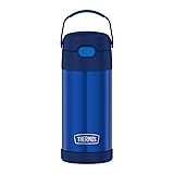 THERMOS FUNTAINER 12 Ounce Stainless Steel Vacuum Insulated Kids Straw Bottle, Blue