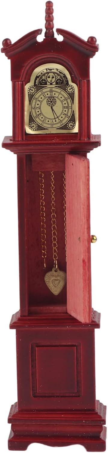 Ausla Vintage Floor Clock, 1:12 Lifelike Dolls House Grandfather Clock Miniature Hall Furniture Dollhouse Mini Clock Doll House Accessory for Home Living Room 4.3 x 2.2 x 19.5 cm