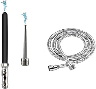 Shower Enema System, Douche Colonic Cleanse Kit, Bathroom Handheld 59.05inch Stainless Steel Shower Hose Enema Douche Bidet Cleaning System Kit for Most Shower Systems