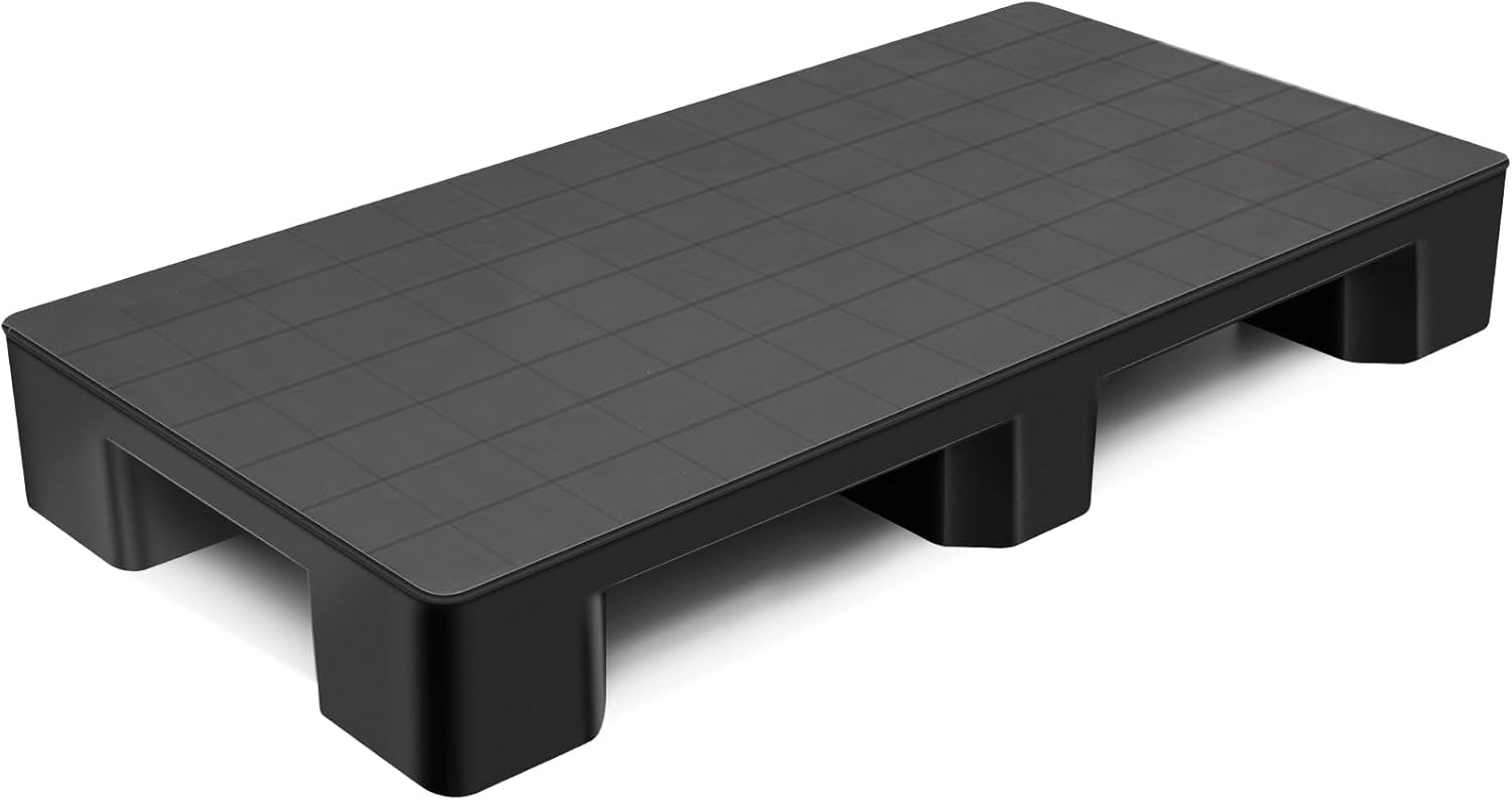 Plastic Pallets for Basement Storage Easy to Stack Lightweight Floor Pallets Display for Flooring Room Supermarket Warehouse, Support up to 2000 Lbs,Black (1 Pcs,40'' L X 20'' W X 5.5'' H)