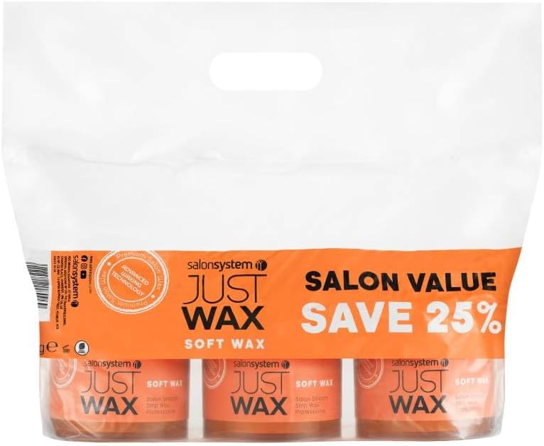 Salon System Just Wax Traditional High Performance Soft Wax for Sensitive Skin 450g, 3 Pack