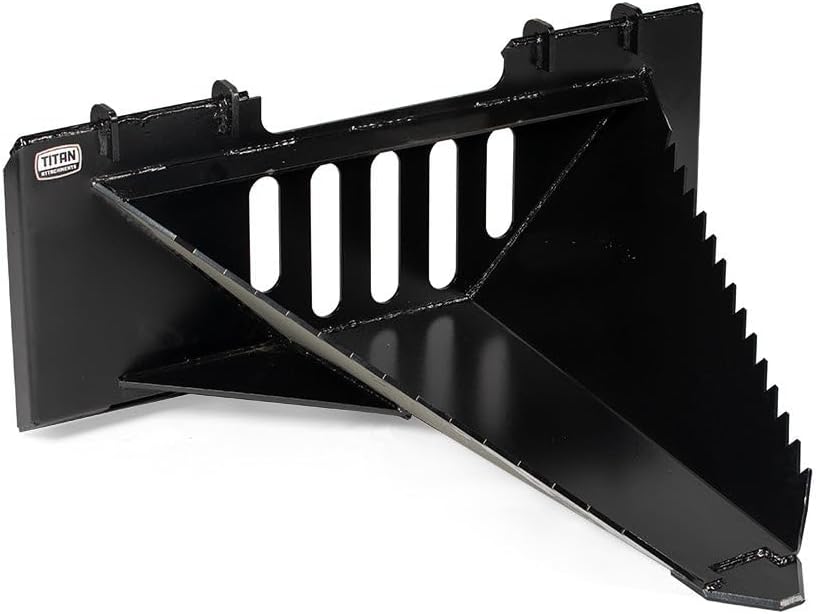 Titan Attachments Economy Series Stump Bucket Attachment, Universal Skid Steer Quick Tach, Serrated Leading Edge, Tree Scoop Digger for Removing Smaller Tree Stumps and Light Duty Ripping Roots