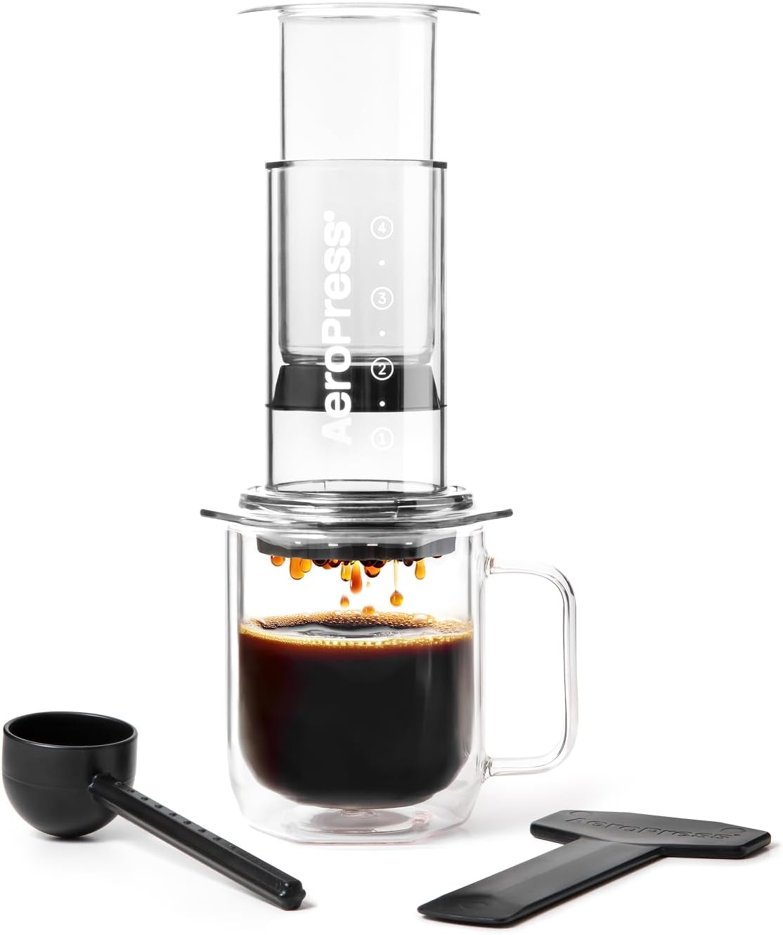 AeroPress Clear Coffee Press, French Press, Pour-Over & Espresso Style | All-in-One Manual Coffee Maker, 2-Minute Brew, Less Bitterness, More Flavor, Portable, Travel & Camping