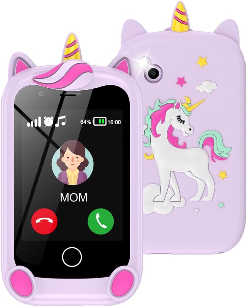 Kids Phone for Girls Boys, 2.8 Inch Touchscreen Learning Toy for Kids Age 4-12 with Phone call, Camera, Game, Music, Alarm, kids mobile phones Christmas Birthday Gifts (Matte purple)