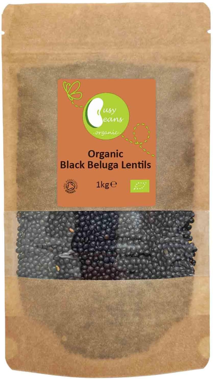 Organic Black Beluga Lentils - Certified Organic - by Busy Beans Organic (1kg)