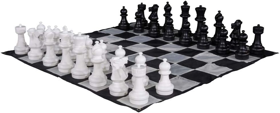 MegaChess Giant Chess Set Game with 12" Tall King - A Large Chess Set Yard Game for Families Looking for Outdoor Jumbo Games - 32 Large Pieces Made from Durable HDPE (Nylon Mat Board Included)