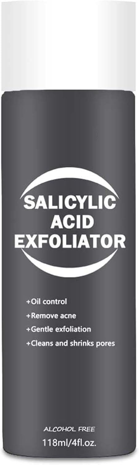 Salicylic Acid Exfoliator, Gentle BHA Exfoliating Toner, Facial Cleanser for Blackheads, Pores, Wrinkles, Acne, Fine Lines, for Women & Men (1, Large)