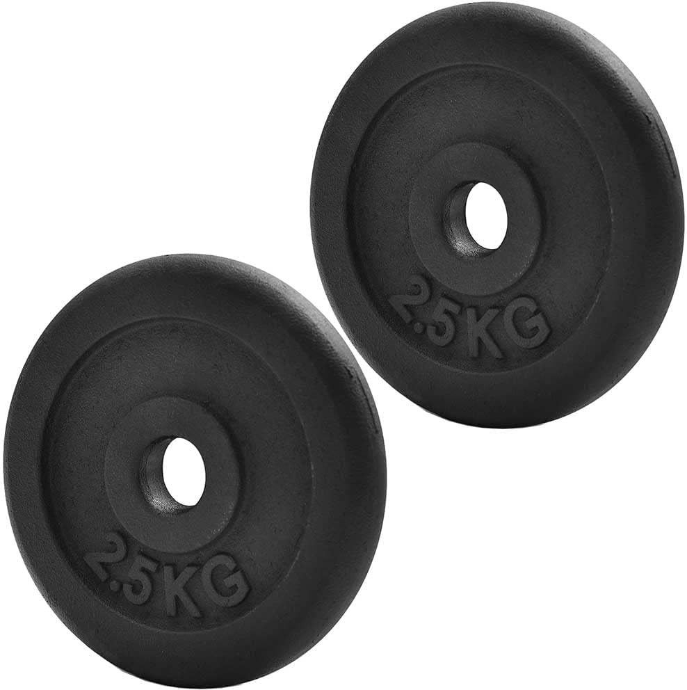 KK Cast iron Weight Plate Set For 1 Inch Barbell Bar Cast iron Weight Disc Pair-2 x 2.5kg, 5kg or 10kg Barbell Weight Plates-Dumbbell Plates for Home