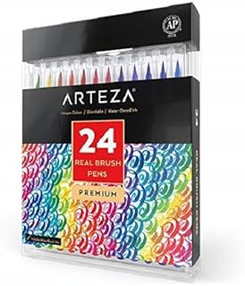 ARTEZA Watercolor Paint Pens, 24 Watercolor Brush Pens with Flexible Nylon Brush Tips, Paint Markers for Artists, and Beginners