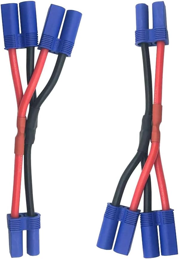 LINSYRC 2pcs EC5 Plug Parallel Battery Connector Cable 1-Female to 2-Male Adapter Splitter 12AWG 10CM Cable for DJI Phantom Quadcopters Multirotors RC LiPo Battery