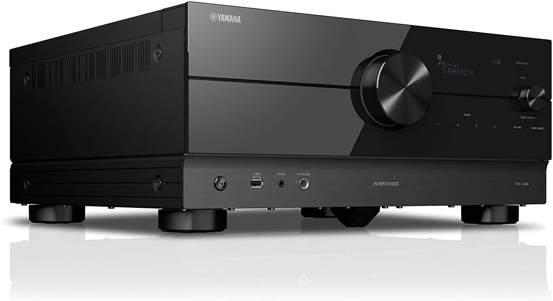 Yamaha RX-A6A AVENTAGE 9.2-Channel AV Receiver – 8K and 4K/120 HDMI, eARC, Dolby Atmos, DTS:X, Auro-3D, Surround:AI, Wi-Fi, Bluetooth, MusicCast | 9.2-Channel Receiver with MusicCast and 8K60AB for home theater, gaming and multi-room audio
