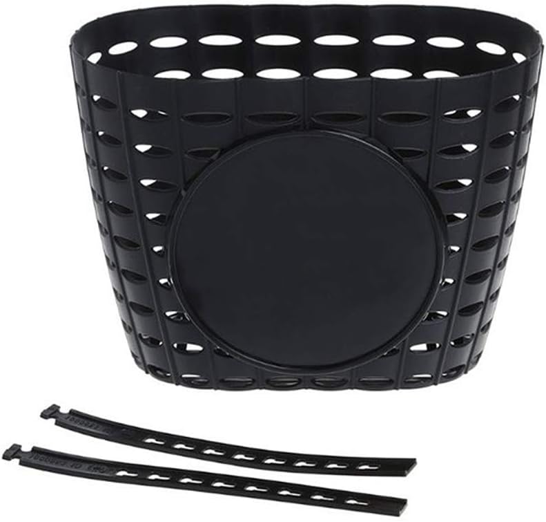 HLTER Plastic Black Bike Basket, Children Bicycle Basket, Front Handlebar Basket for Bicycles, Tricycle Scooter Handlebar Storage Accessories for Kids Women