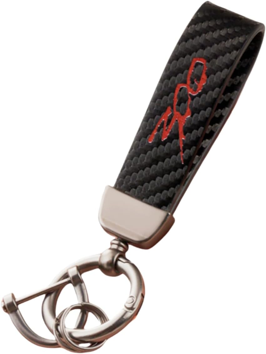 HUIANTS Carbon Fiber Style Car Keychain 300 Emblem Microfiber Leather Key Chain Compatible with Chrysler 300 300C 300S Accessories