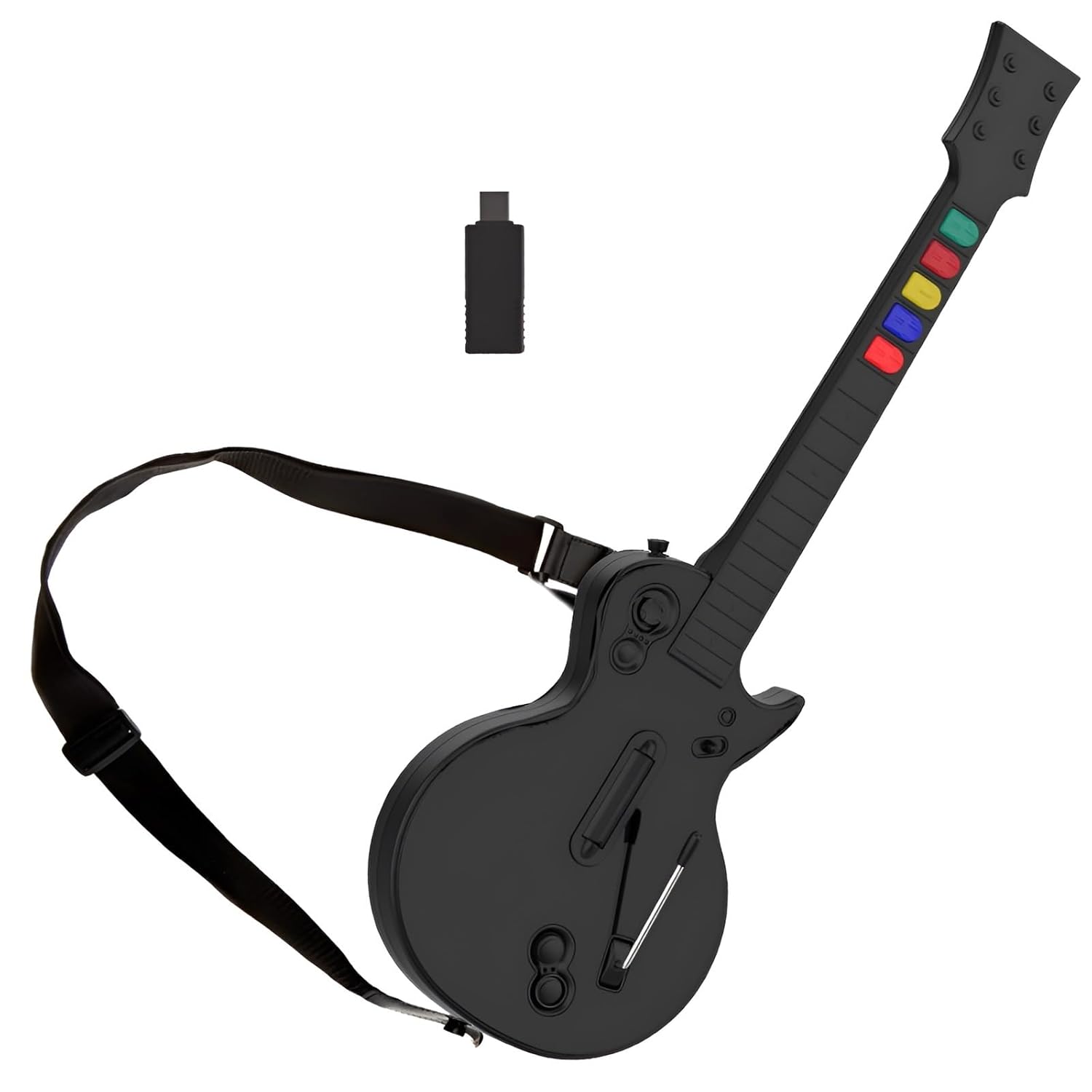 NBCP PC Guitar Hero Controller, Wireless PS3 Guitar Hero with Dongle for PC/PlayStation 3, Compatible with Guitar Hero, Rock Band, Clone Hero & Fortnite Festival - Black