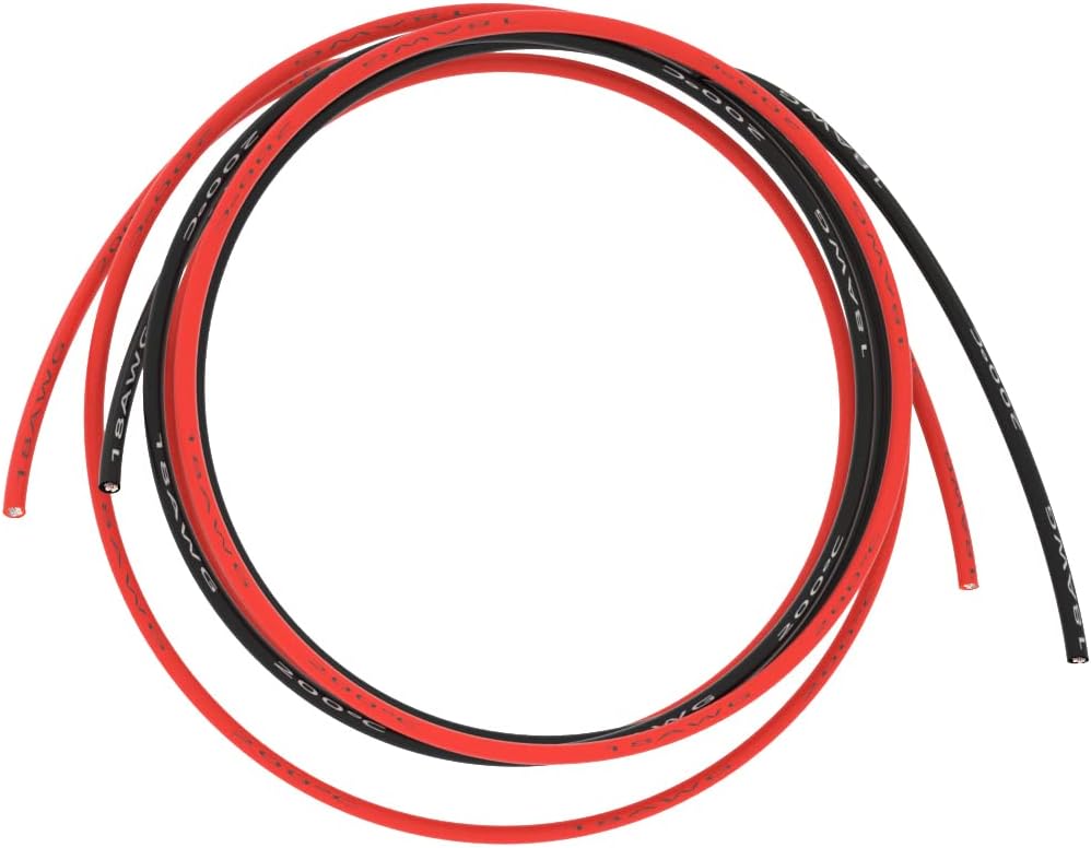 BNTECHGO 18 Gauge Silicone Wire 5 ft red and 5 ft Black Flexible 18 AWG Stranded Tinned Copper Wire