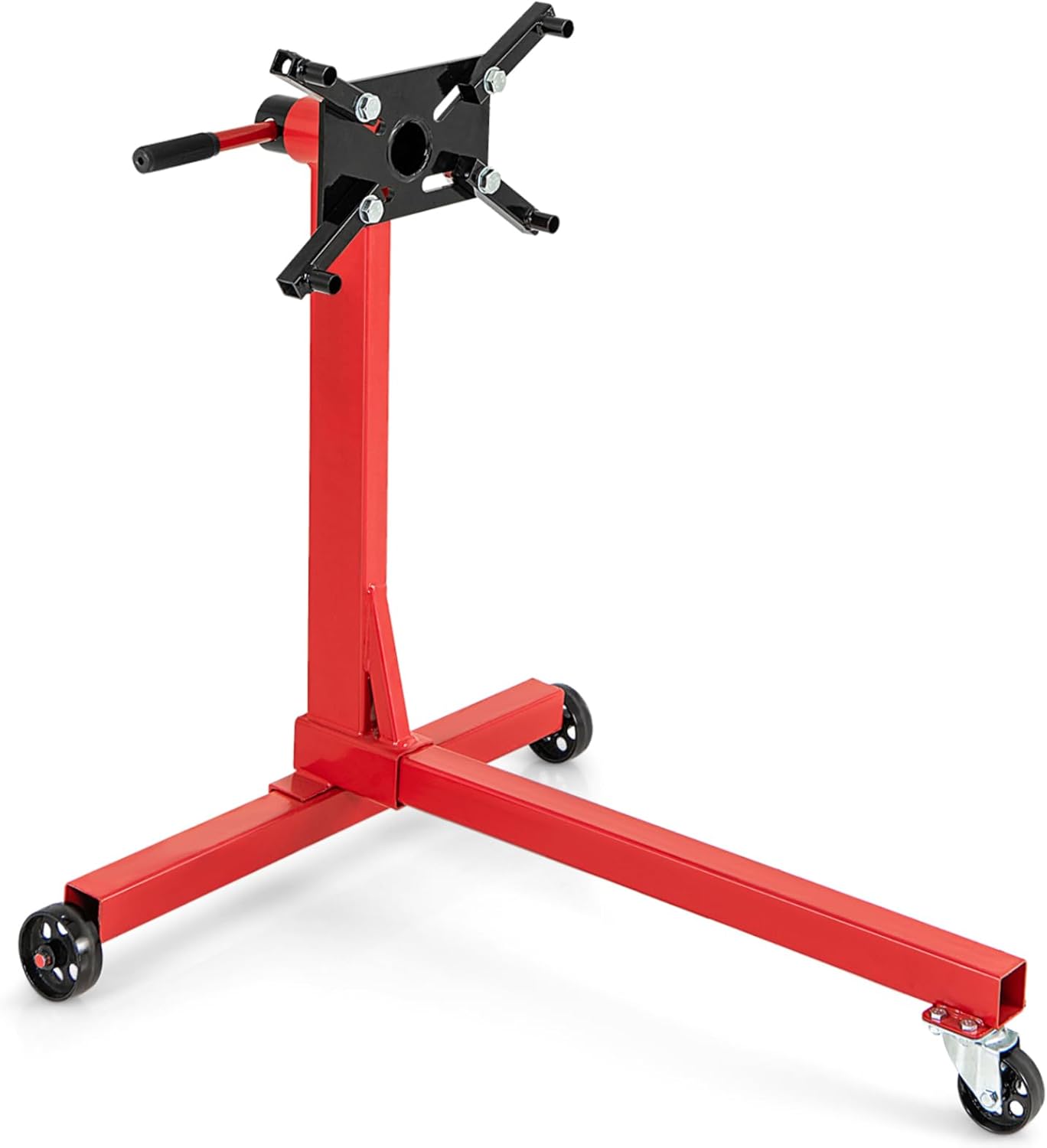 HOMFME 360° Rotating Engine Stand, 340 kg Motor Stand with 4 Mounting Arms, Non-slip Handle, 3 Casters, Heavy Duty Metal Mount Support Swivel Engine Hoist Holder Lift for Car Garage Workshop