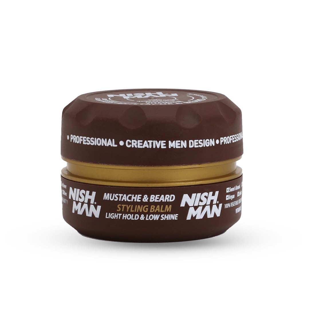 nishman Mustache & Beard Styling Wax with Argan Oil, Sweet Almond Oil, Jojoba Oil | Low Shine & Light Hold