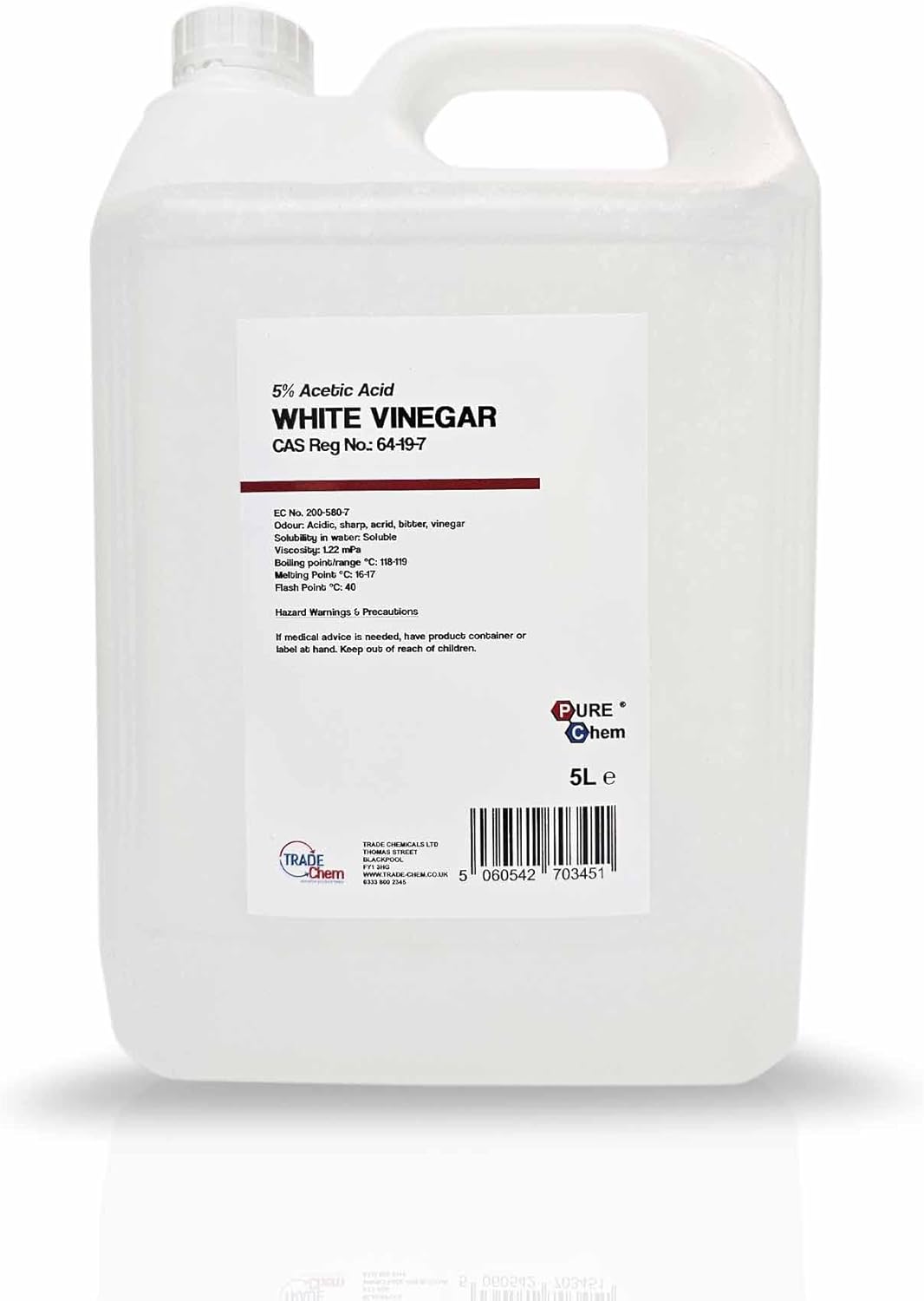 White Vinegar 5L - Food Grade Suitable for Cleaning, Cooking, Baking, Pickling, Marinating, Weed Killer