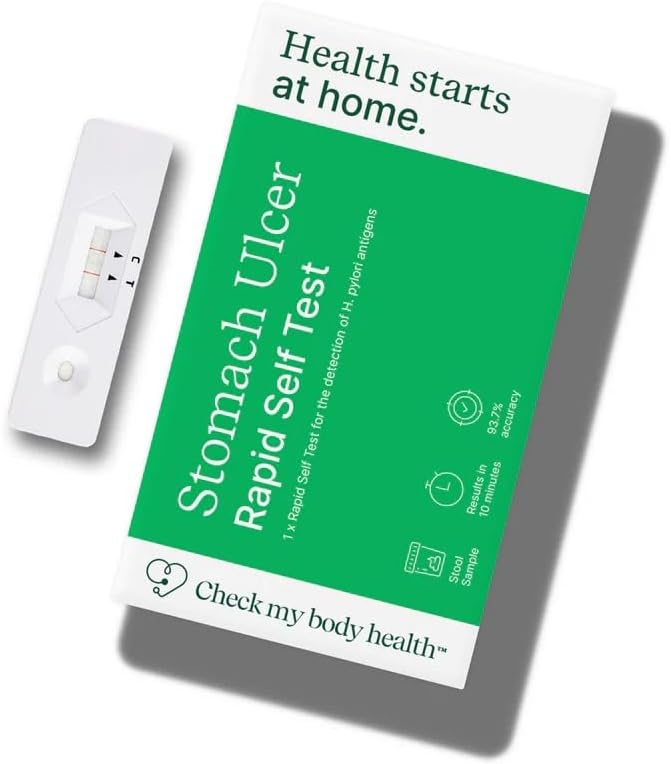 Check My Body Health Stomach Ulcer Home Test Kit | Detects H. Pylori Infection | at-Home Stool Test | Accurate Results in 10 Minutes | Easy-to-Use |