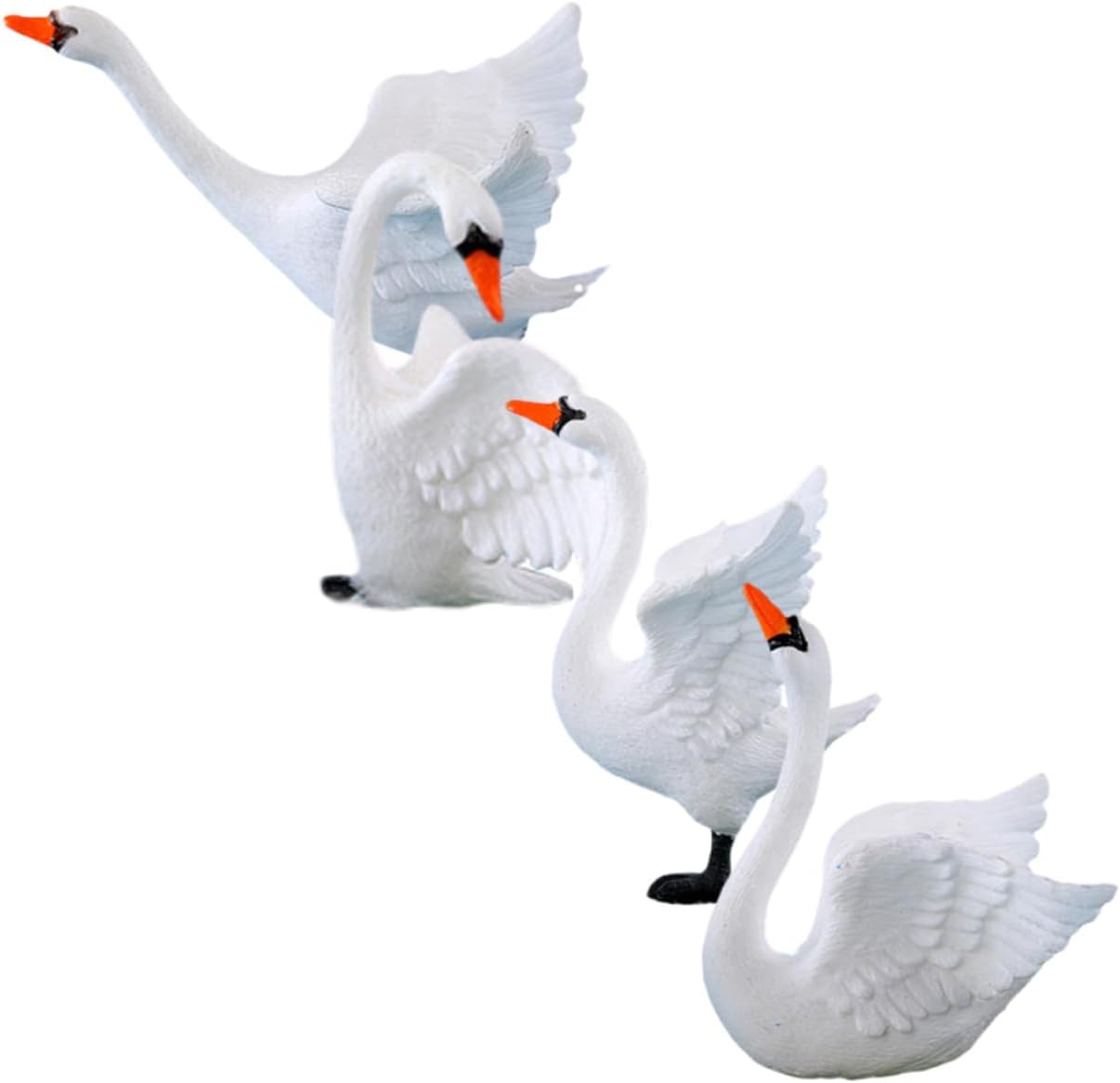Toyvian 4Pcs Mini Swan Figurines Decorative Tiny Swan Ornaments for Micro Landscaping Flower Pot Accessories Lightweight Miniature Decor for Home Garden