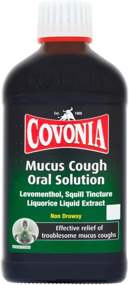Covonia Mucus Cough Oral Solution,Loosen Chesty Coughs & Troublesome Stubborn Mucus,Suitable for Vegetarians, Vegans & Coeliacs,For Adults & Children Aged 5 +, Cough Medicine,300ml
