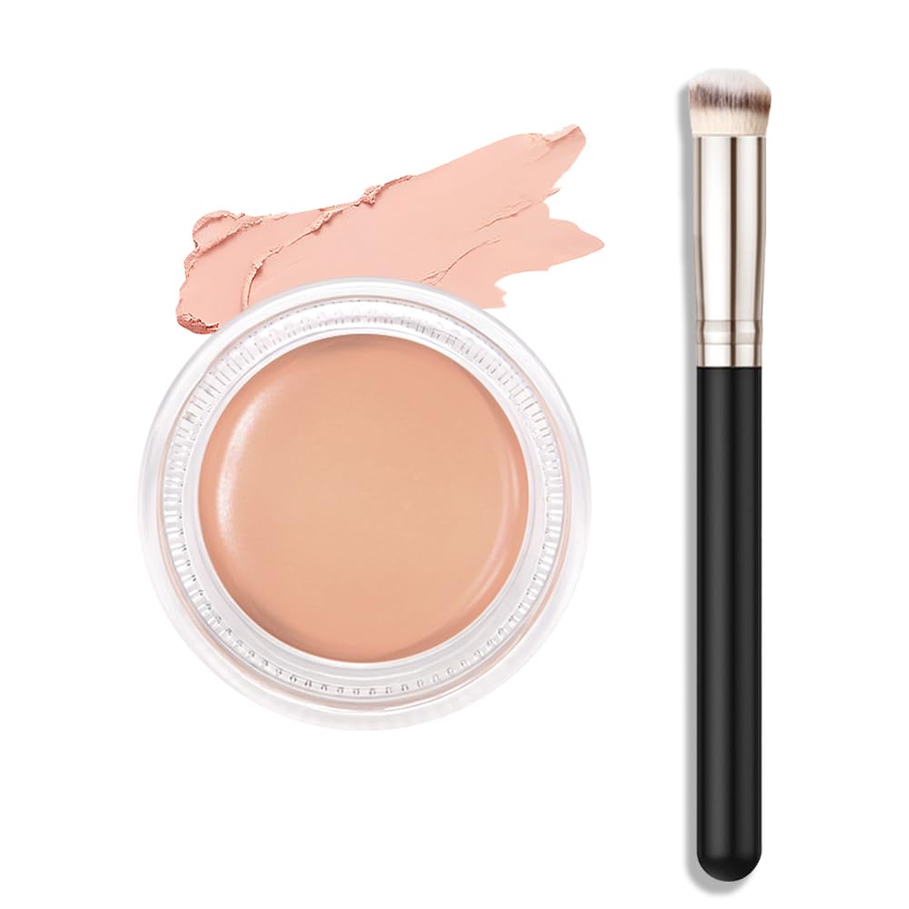 Kaely Cream Pot Concealer Full Coverage Makeup Set, Under Eye Brightener Color Correcting Concealer for Dark Circles, Waterproof Foundation Palette with Brush, Eye Ring Corrector de ojeras, 09