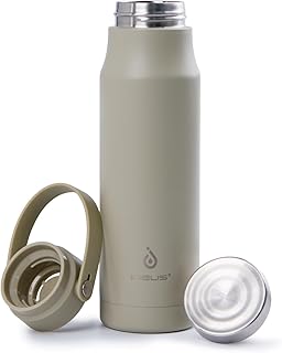IDEUS Insulated Water Bottle, 24oz Stainless Steel Vacuum Flask with Handle for Hot and Cold Water, Tea, Beverage, Leak Proof, Reusable and BPA Free, Celadon