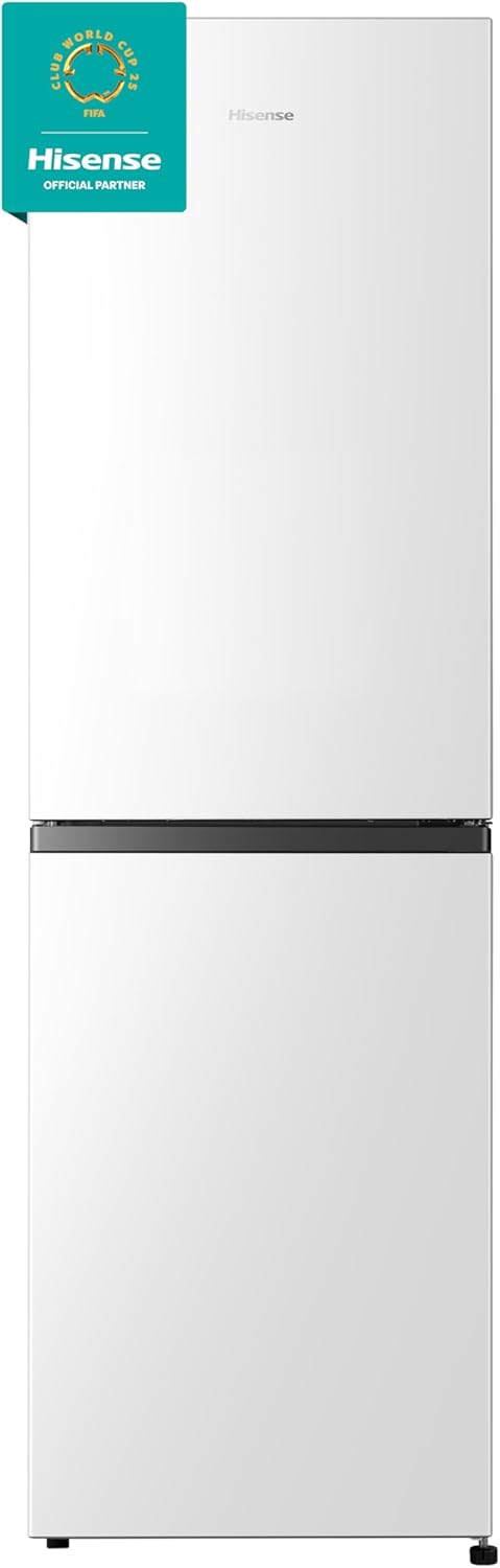 Hisense RB327N4BWE 55cm Freestanding 50/50 Fridge Freezer - 256 litre capacity - Total No Frost -LED Light - Reversible door - Silver - E Rated, H182.4 x W55 x D56.2 (cm)