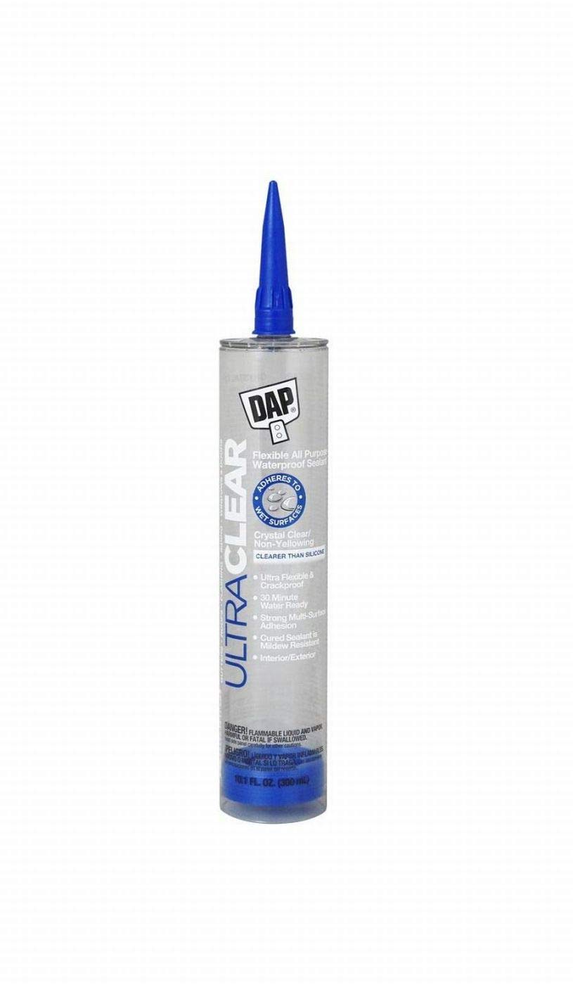 DAP 18388 12 Pack 10.1 oz. Ultra Clear All Purpose Waterproof Liquid Rubber Sealant, Crystal Clear
