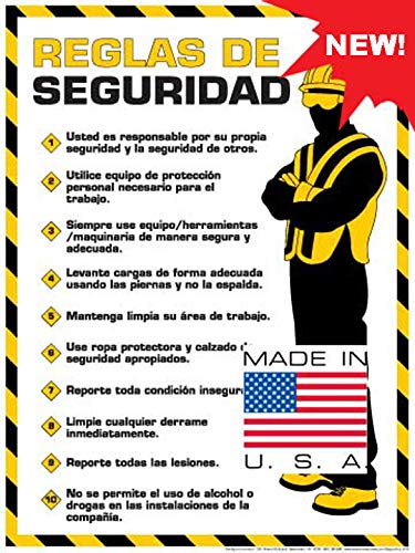 Workplace Safety Rules Poster (18" x 24" Spanish Text)