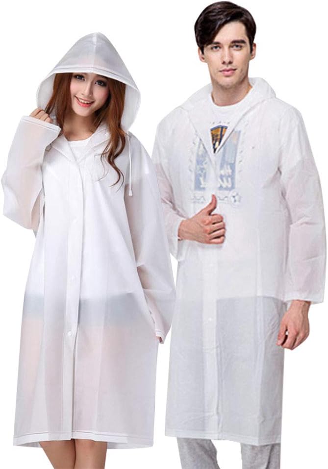 Vicloon Poncho Waterproof Adult, Portable Raincoat, 2PCS Rain Poncho Waterproof with Hoods and Sleeves, Reusable Rain Resistant Poncho for Camping, Emergency Situations, Travel