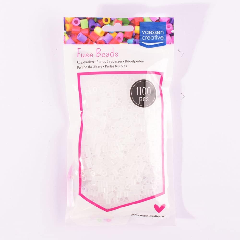 Vaessen Creative Iron-On Beads, Translucent White, Pack of 1100 for Children's, DIY Design, Jewellery, Decoration, Embellishments and Other Craft Ideas, Standard Size