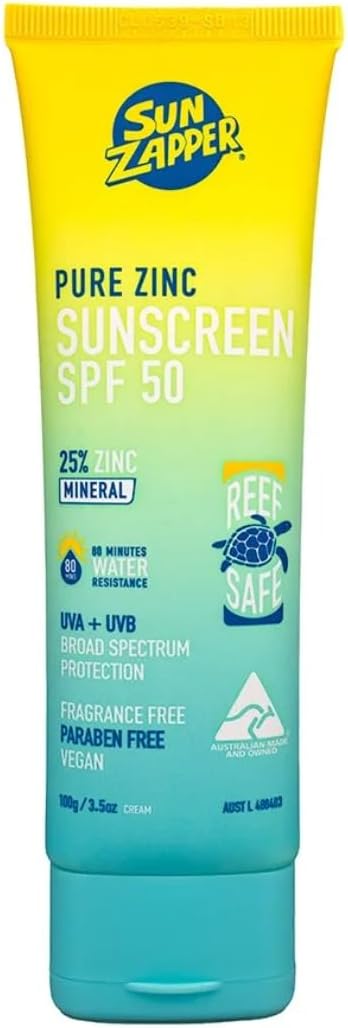 Pure Zinc Sun Cream SPF 50 Sun Zapper Reef Safe Mineral Non Nano Zinc Sunscreen Made in Australia