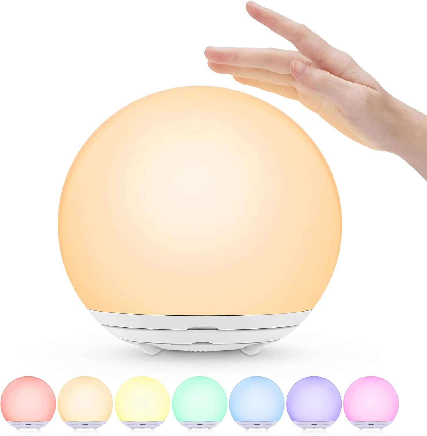 LED Night Light, Night Light for Kids, USB Rechargeable Table Lamp with Dimmable,Warm Light,7 Colors,Touch Control, 0.5/1hour Timer for Nursery, Baby,Bedroom,Camping