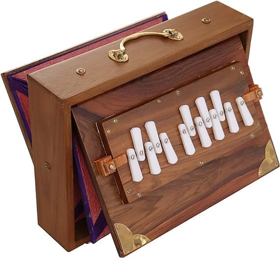 HomeAdri Professional Shruti Box – Teak Wood – C to C Scale (C3–C4) – 440Hz Tuning – Handmade Indian Drone Instrument – 30 x 22 x 8.5 cm – 2.5 KG