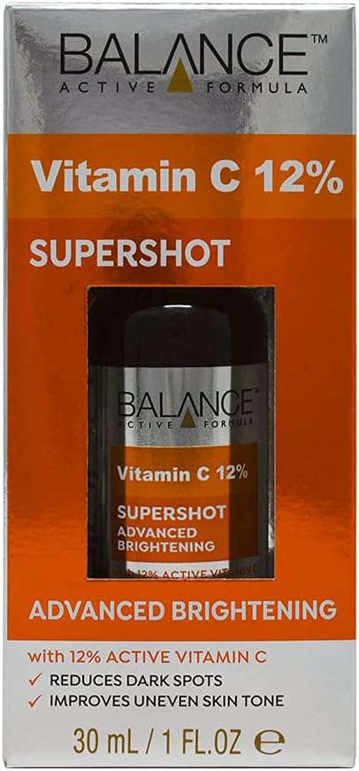 Balance Active Formula 12% Vitamin C Advanced Brightening Supershot Serum (30ml) - Reduces Dark Spots & Improves Uneven Skin Tone.