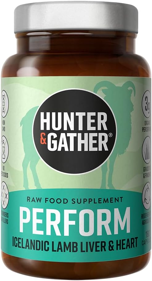 Hunter & Gather Nose to Tail - 180 Perform Capsules | Wild, Grass Fed Icelandic Lamb Ancestral Inspired Supplements| Raw Freeze-Dried Lamb | No GMO Feeds, Antibiotics Or Hormones
