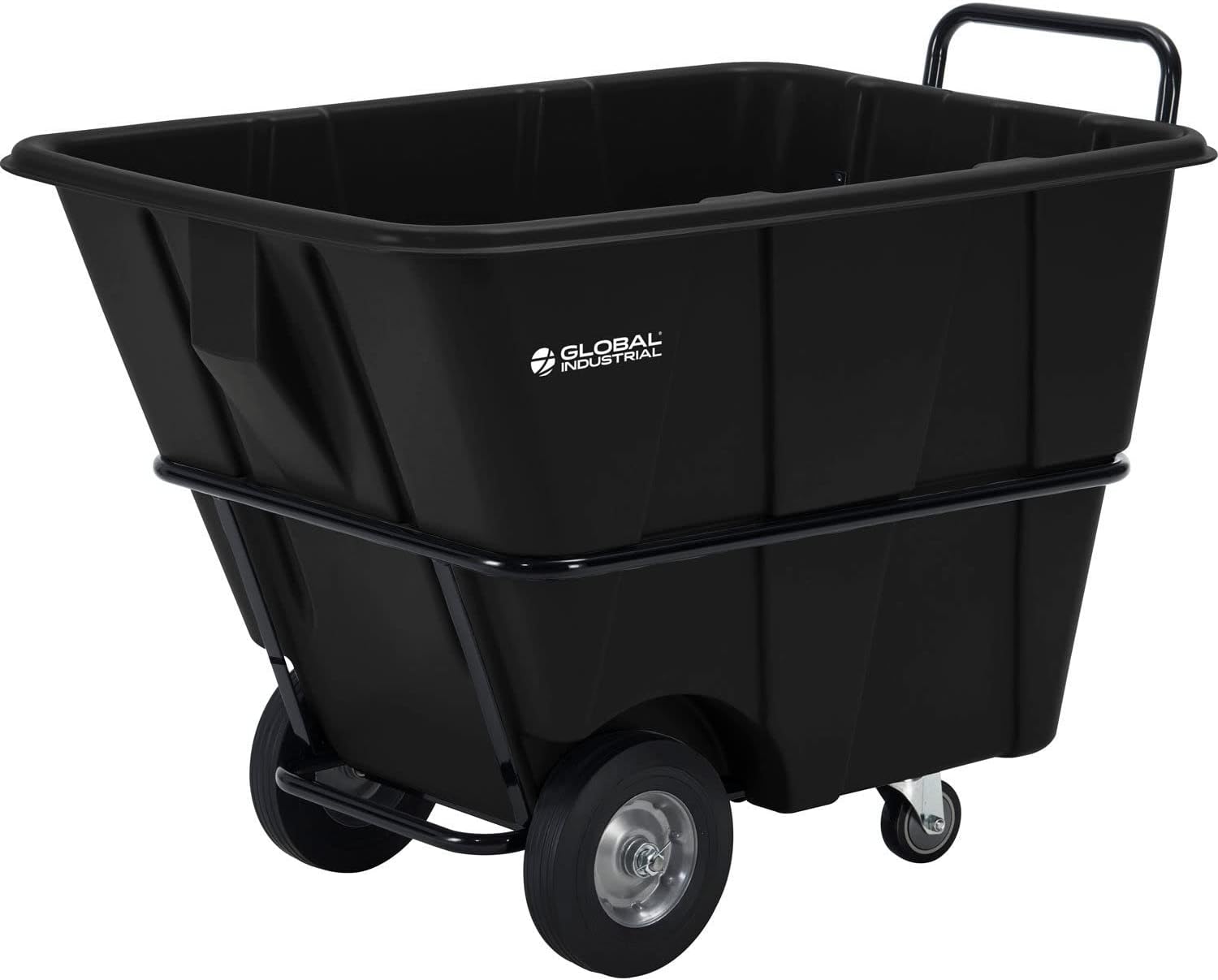 Global Industrial Heavy Duty Plastic Tilt Truck, 1/2 Cubic Yard Capacity | 1400 Lbs. Capacity, Black, Cart for Construction Commercial Industrial Transportation