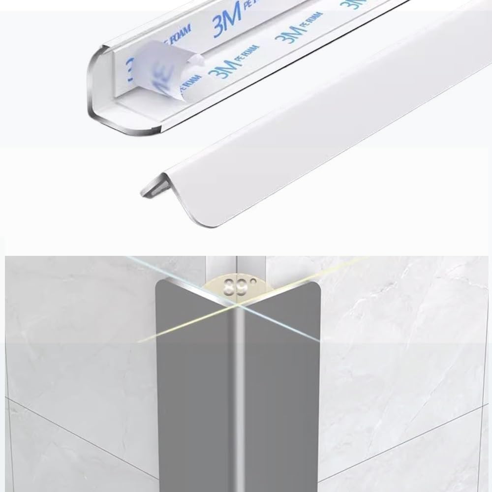 DAQXYH 40" Flexible Corner Trim Moulding Tile Edge Trim, Aluminium Self Adhesive Wall Corner Protector, Corner Guards For Floor Window Door Ceiling(White,W 3 CM(1.2 INCH))