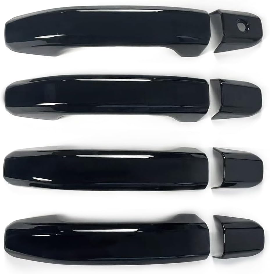 8PCS Door Handle Covers Trim Compatible with 2014-2020 Chevrolet Silverado+GMC Sierra Suvs Trucks Glossy-Black Without Passenger Keyhole