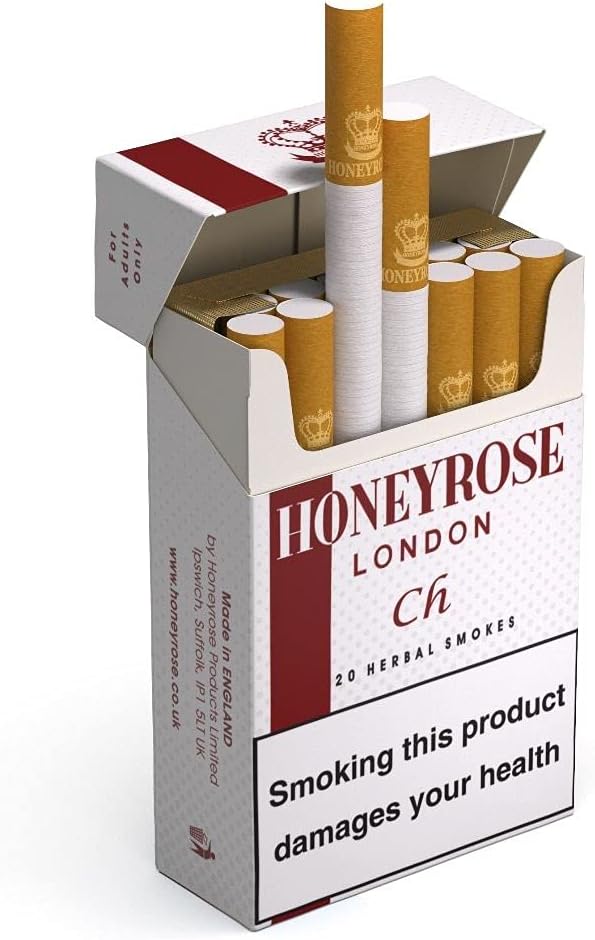 Honeyrose Herbal Cigarettes "CHERRY" Flavor, Tobacco & Nicotine FREE, 100% Natural, Herbal Smokes, Quit Smoking, Made In England