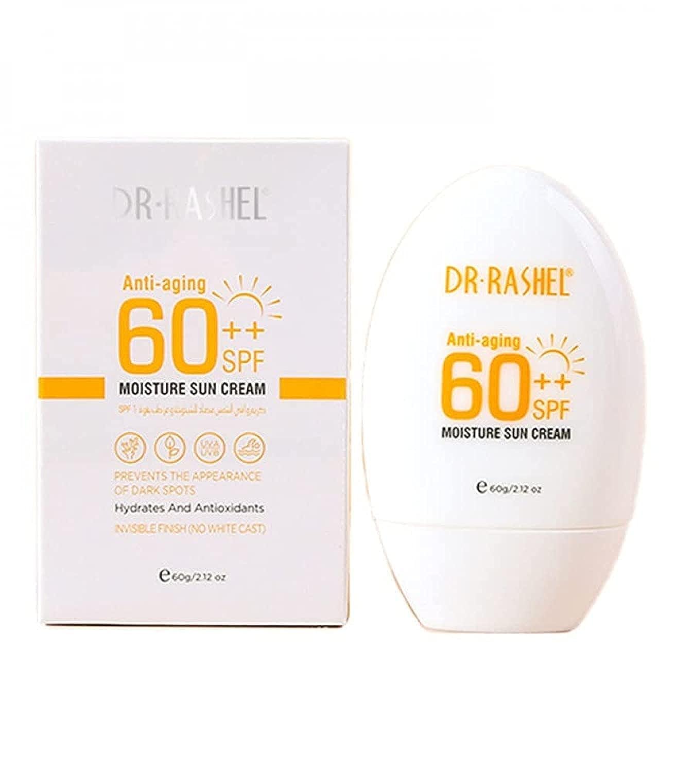 Dr Rashel Anti Aging 60++ SPF Moisture Sun Cream, Size 60g, 2.12 Oz (Pack Of 1)