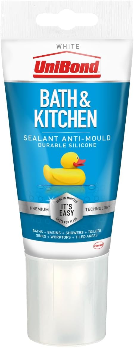 UniBond 2079321 Anti-Mould Sealant / White Silicone Sealant for Kitchen and Bathroom / 1 x 147 g Tube