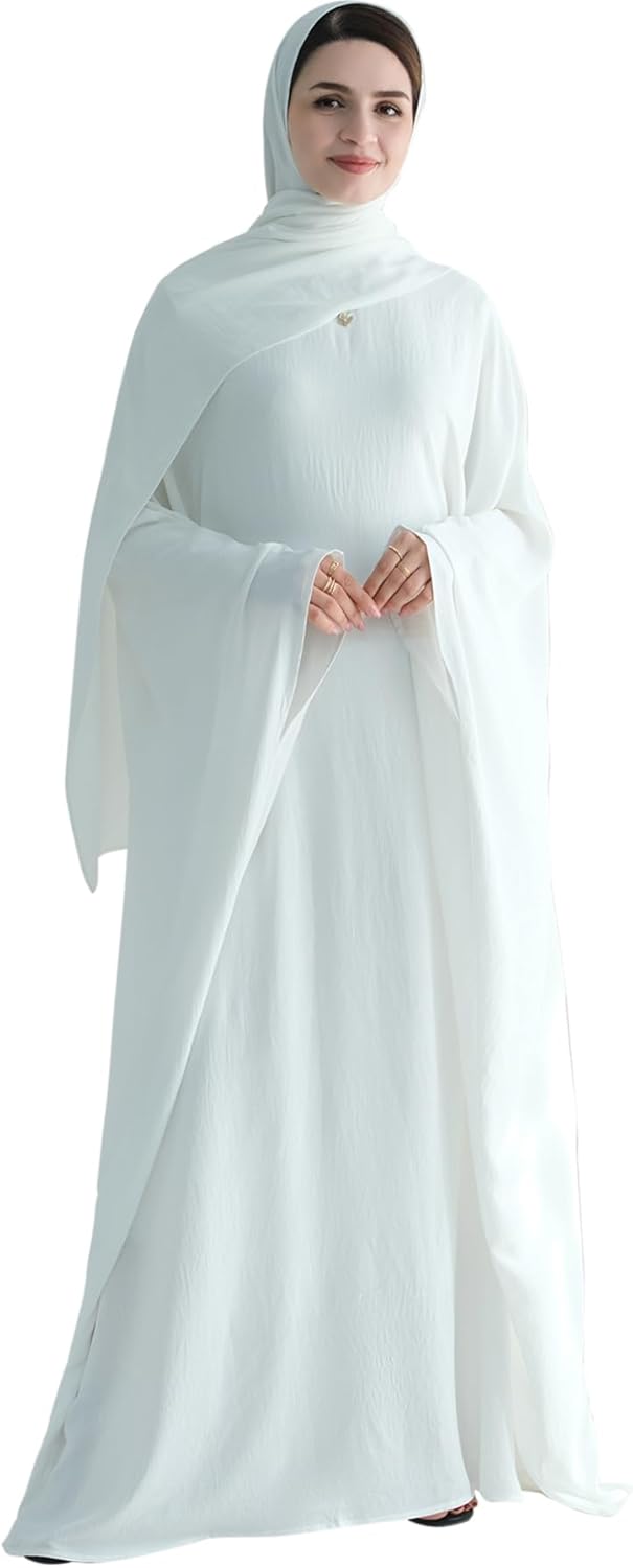 Muslim Abaya Dress Women Middle East Arabian Prayer Robe Batwing Maxi Kaftan Abaya Dress with Hijab