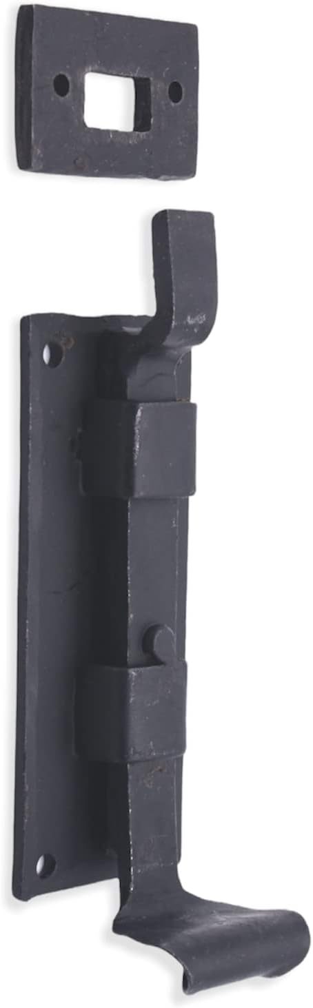 Infinity Decor Hand Forged 4" 100mm Fish Tail Cranked Slide Door Bolt - Beeswax Finish